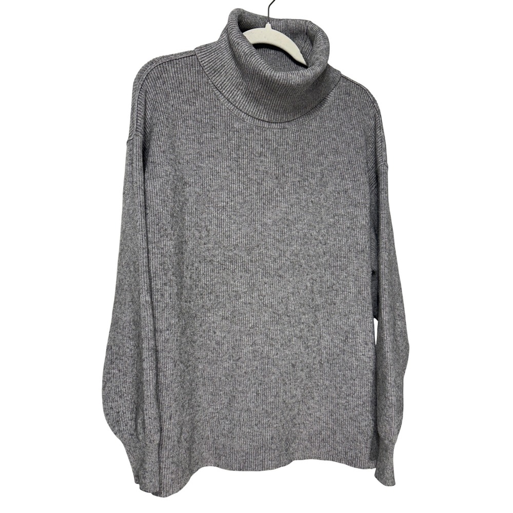 Free People Softly Structured Tunic Sweater Ribbed Knit Turtleneck Gray Sz Small